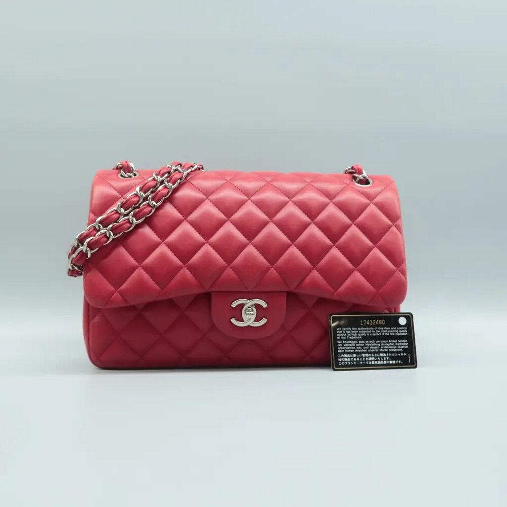 100% Authentic CHANEL CF Jumbo Red Leather Shoulder Bag - Picture 2 of 12